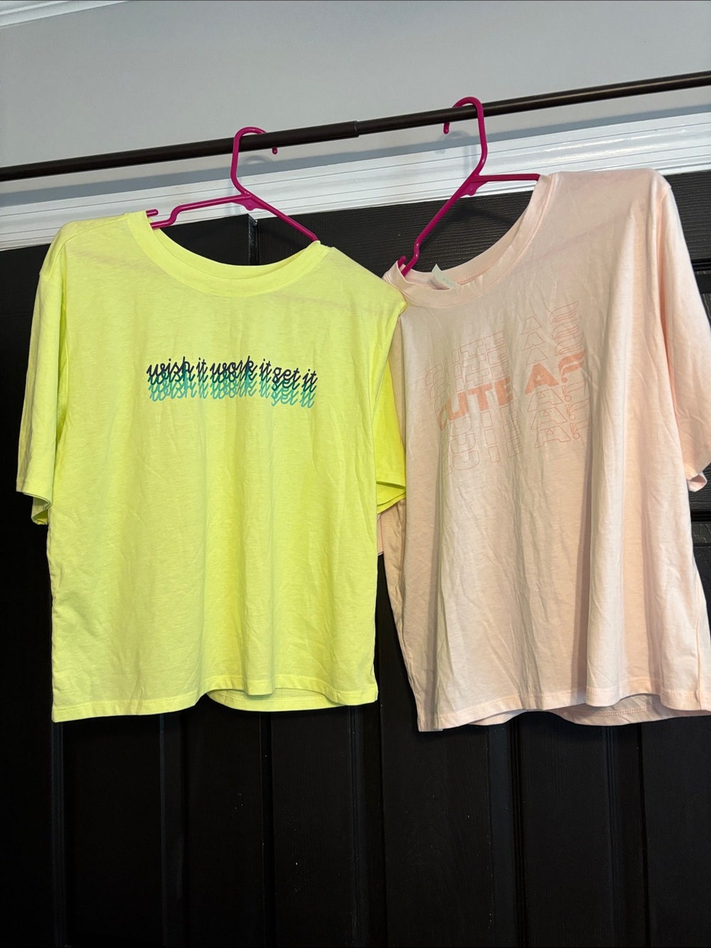 Fabletics Neon Yellow & Pale Pink Short Sleeve Tees